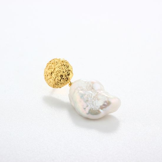 Wholesale Sample-order item-925 Sterling Silver or Gold Over Silver Textured Studs with Baroque Pearls