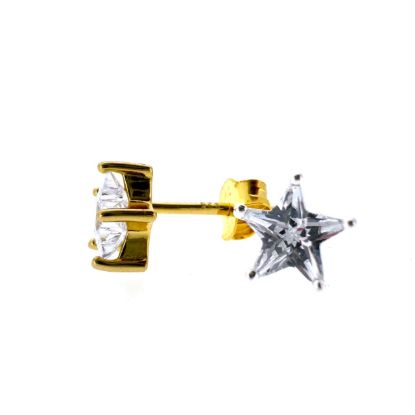 Wholesale Gold Over Sterling Silver CZ Stone Single Star Studs-7mm