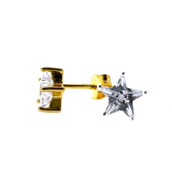 Wholesale Gold Over Sterling Silver CZ Stone Single Star Studs-7mm