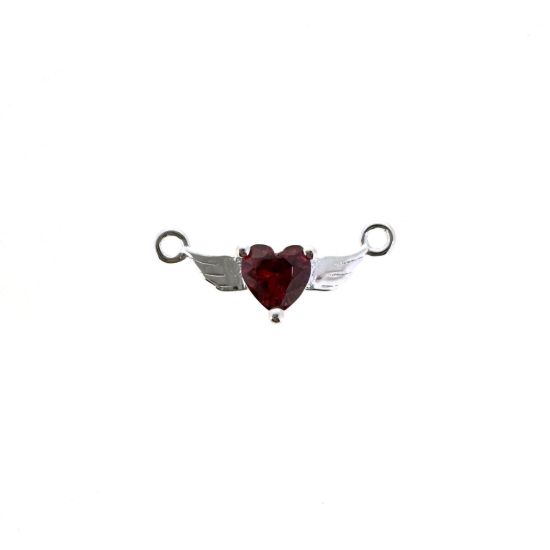 Wholesale 925 Sterling Silver 12 month set Birthstone Heart with Wings Connectors