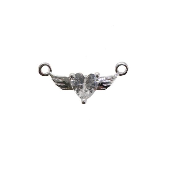 Wholesale 925 Sterling Silver 12 month set Birthstone Heart with Wings Connectors