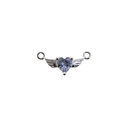 Wholesale 925 Sterling Silver 12 month set Birthstone Heart with Wings Connectors