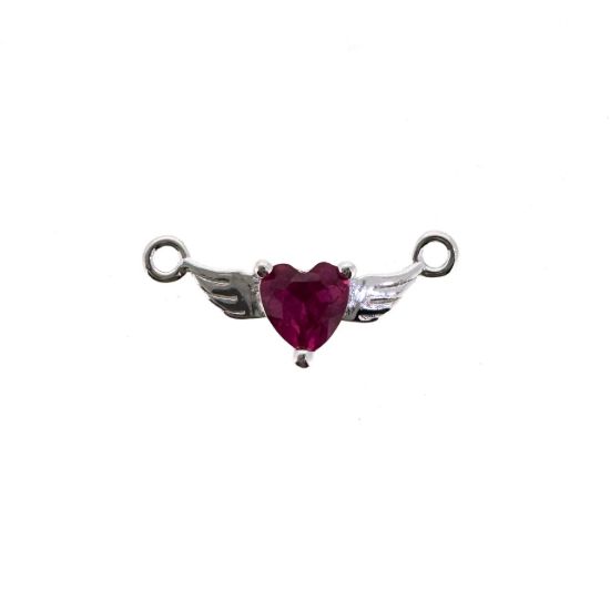 Wholesale 925 Sterling Silver 12 month set Birthstone Heart with Wings Connectors