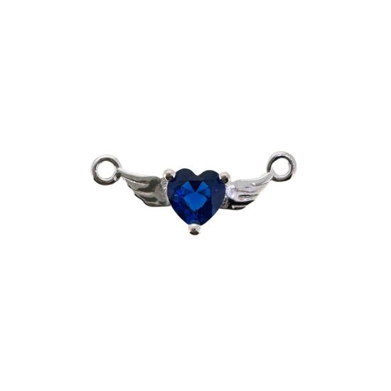 Wholesale 925 Sterling Silver 12 month set Birthstone Heart with Wings Connectors
