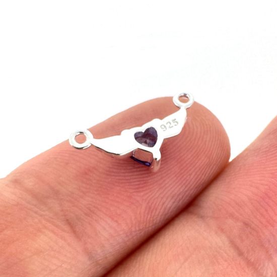 Wholesale 925 Sterling Silver 12 month set Birthstone Heart with Wings Connectors