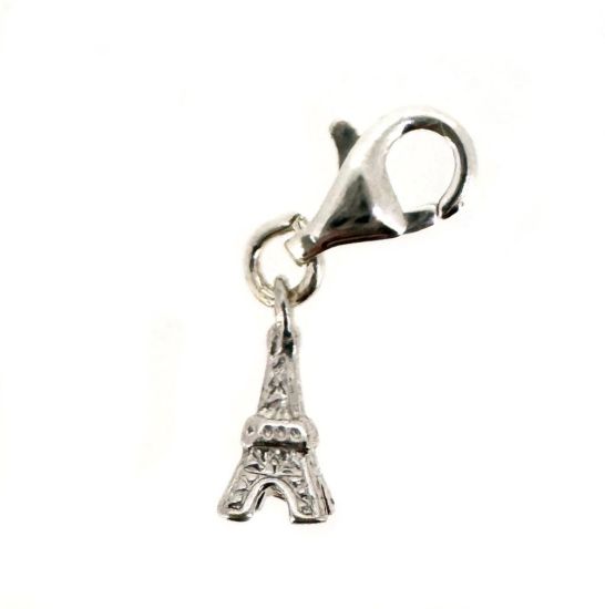 Wholesale 925 Sterling Silver Tiny Eiffel Tower Charm With Clasp - 9mm (1 pc)