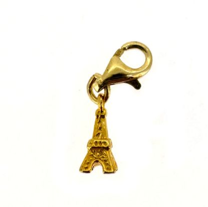 Wholesale Gold Over Silver Tiny Eiffel Tower Charm With Clasp - 9mm (1 pc) 