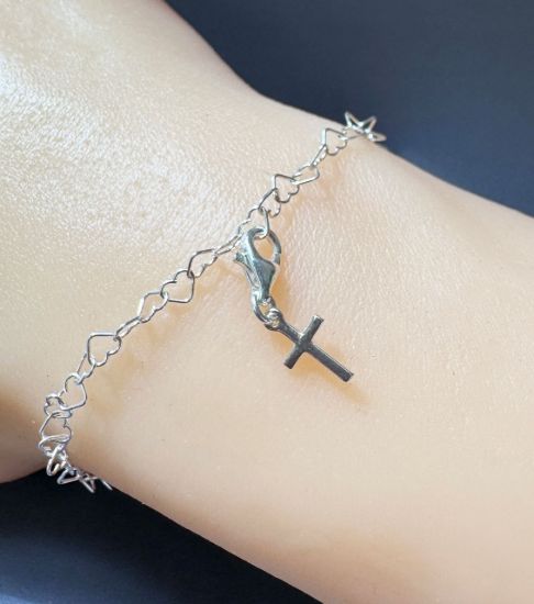 Wholesale 925 Sterling Silver Tiny Cross Charm With Clasp - 10x6 mm (1 pc)