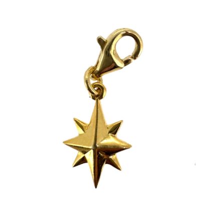 Wholesale Gold Over Sterling Silver Northstar Charm With Clasp - 13mm (1 pc)