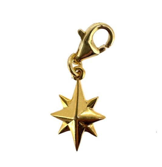 Wholesale Gold Over Sterling Silver Northstar Charm With Clasp - 13mm (1 pc)