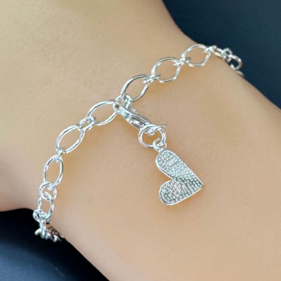 Wholesale 925 Sterling Silver Textured Tiny Heart Charm With Clasp