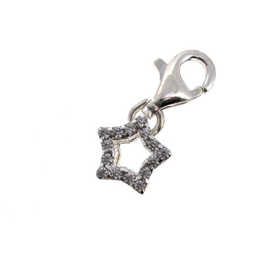 Wholesale 925 Sterling Silver Tiny Star CZ Stone Charm With Clasp