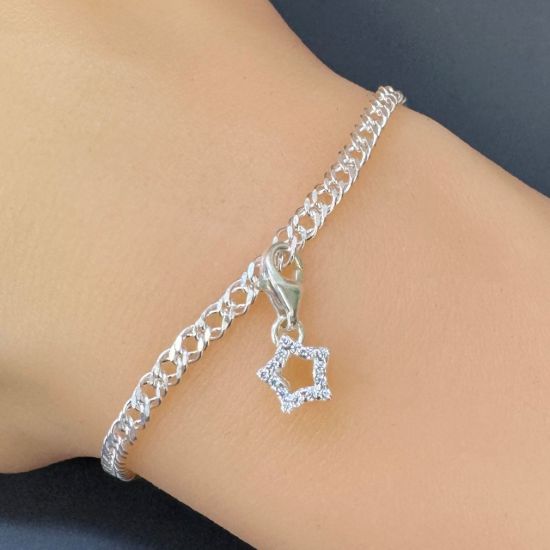 Wholesale 925 Sterling Silver Tiny Star CZ Stone Charm With Clasp
