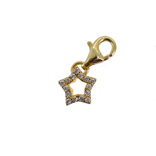 Wholesale 22K Gold Over 925 Sterling Silver Tiny Star CZ Stone Charm With Clasp