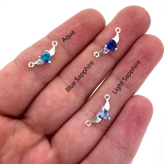 Wholesale 925 Sterling Silver Angel Wing Heart Birthstone Charm Bracelet or Anklet-Adjustable Length 