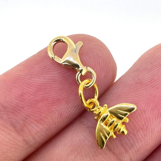 Wholesale Gold Over 925 Sterling Silver Tiny Bumblebee Add On Charm With Clasp