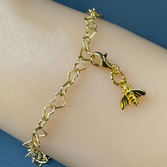 Wholesale Gold Over 925 Sterling Silver Tiny Bumblebee Add On Charm With Clasp