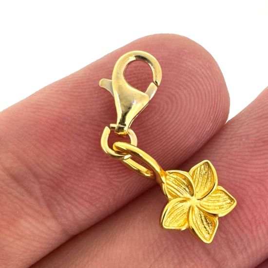 Wholesale Gold over Sterling Silver Frangipani Flower Add On Charm With Clasp