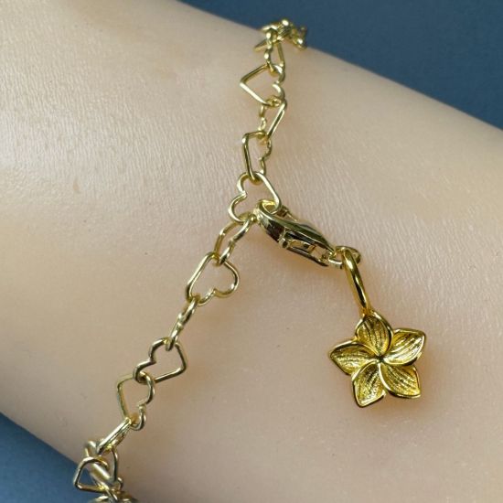 Wholesale Gold over Sterling Silver Frangipani Flower Add On Charm With Clasp