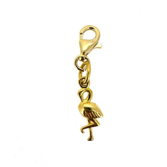 Wholesale Gold Over Sterling Silver Flamingo Charm With Clasp
