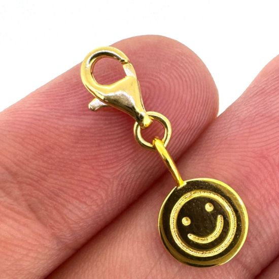 Wholesale Gold Over Sterling Silver Happy Face Charm With Clasp