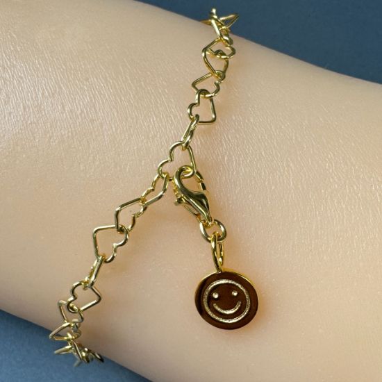 Wholesale Gold Over Sterling Silver Happy Face Charm With Clasp