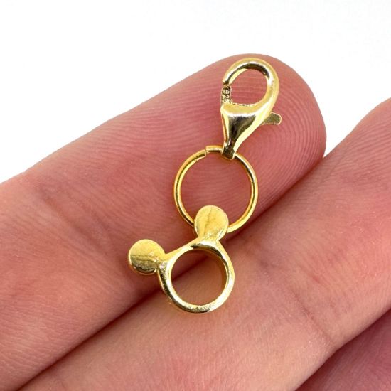 Wholesale Gold Over 925 Sterling Silver Mouse Ears Charm With Clasp