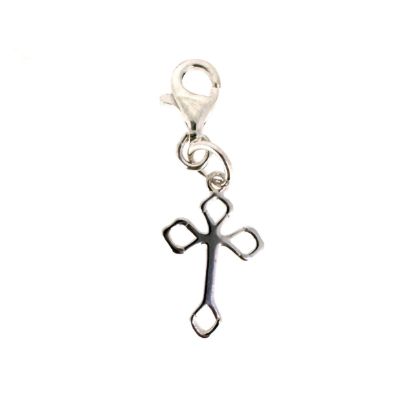 Wholesale 925 Sterling Silver Small Fancy Cross Charm With Clasp