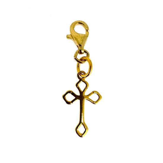 Wholesale 22K Gold Over 925 Sterling Silver Small Fancy Cross Charm With Clasp