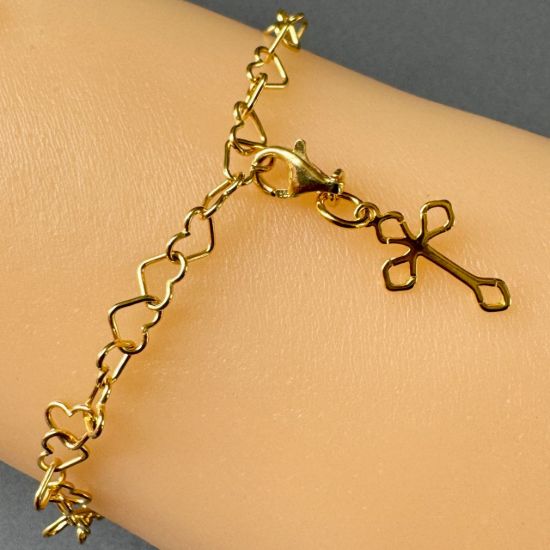 Wholesale 22K Gold Over 925 Sterling Silver Small Fancy Cross Charm With Clasp