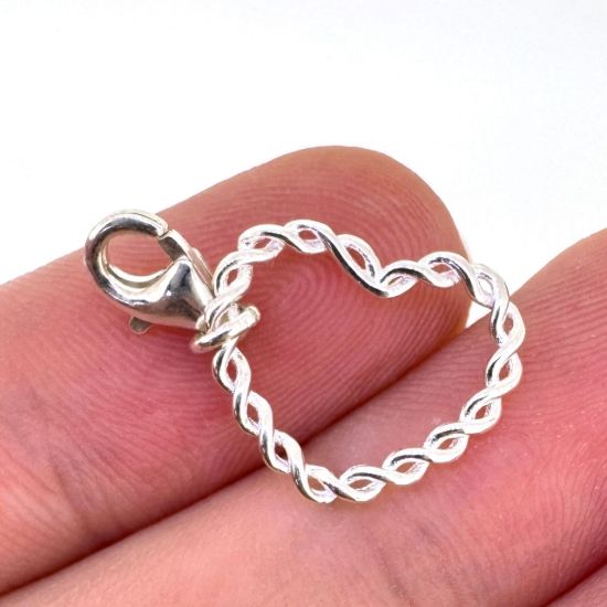Wholesale 925 Sterling Silver Twisted Heart Charm With Clasp