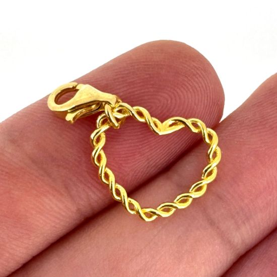 Wholesale 22K Gold Over 925 Sterling Silver Twisted Heart Charm With Clasp