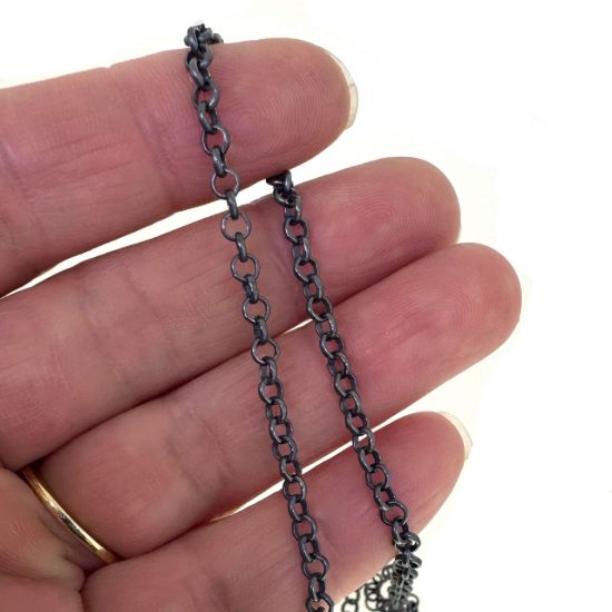 WHOLESALE OXIDIZED STERLING SILVER 3mm rolo bulk CHAIN by the foot