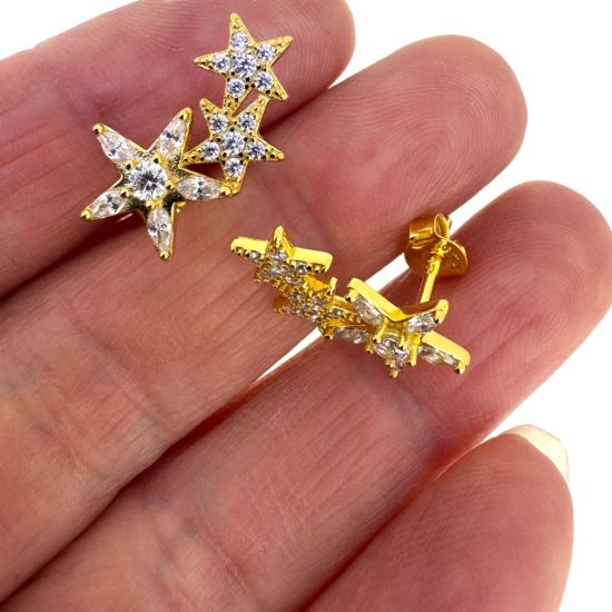 WHOLESALE STERLING SILVER EARRINGS-TRIPLE STAR STUDS