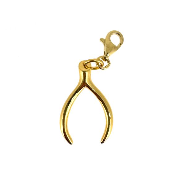 Wholesale Gold Over Sterling Silver Wishbone Charm With Clasp