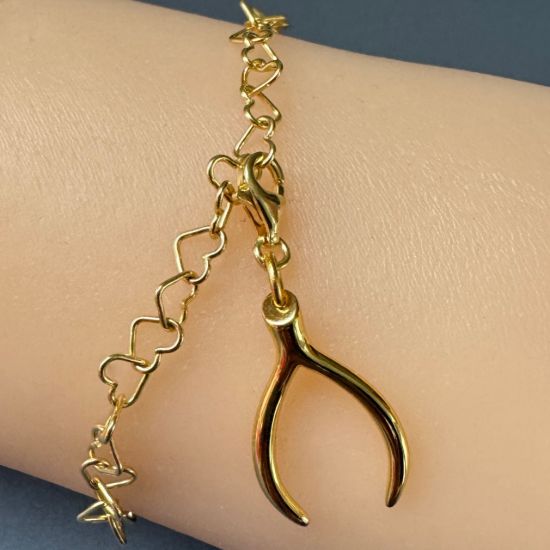 Wholesale Gold Over Sterling Silver Wishbone Charm With Clasp