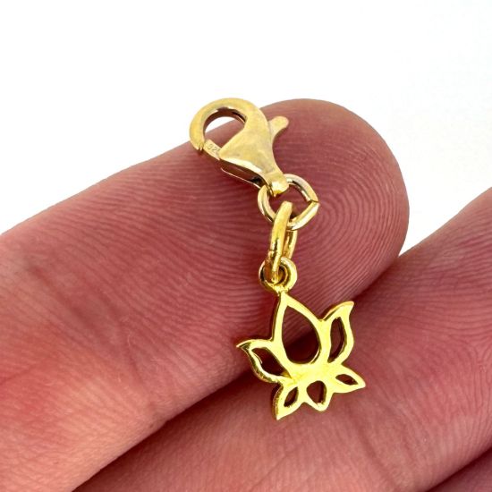 Wholesale Gold Over Sterling Silver Lotus Flower Charm With Clasp