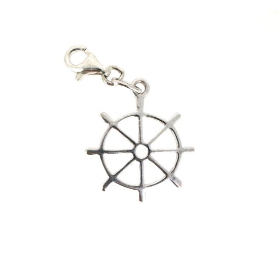 Wholesale 925 Sterling Silver Flat Boat Wheel Charm With Clasp