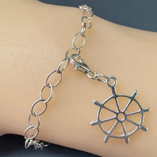 Wholesale 925 Sterling Silver Flat Boat Wheel Charm With Clasp