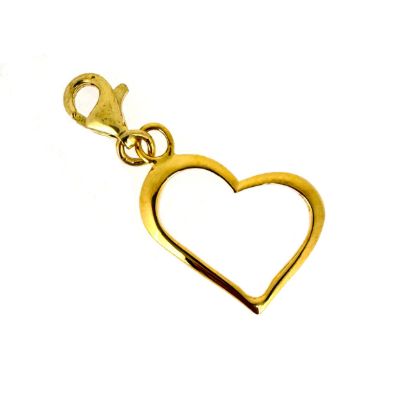 Wholesale 22k Gold Over Sterling Silver Classic Heart Charm With Clasp