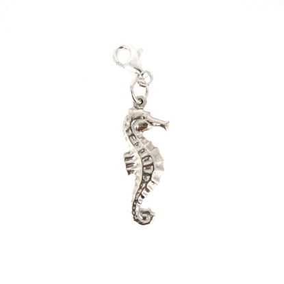 Wholesale 925 Sterling Silver Detailed Seahorse Charm With Clasp