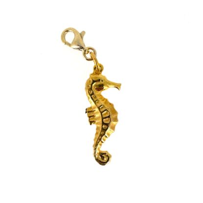 Wholesale Gold Over 925 Sterling Silver Detailed Seahorse Charm With Clasp