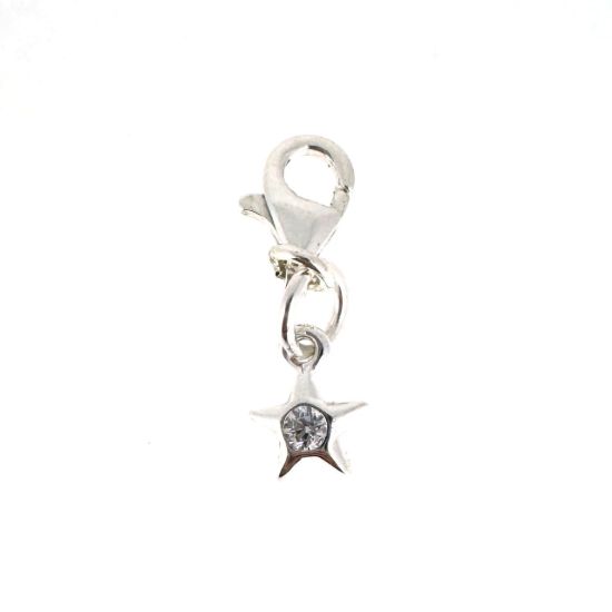Wholesale Sterling Silver Tiny CZ Star Charm With Clasp