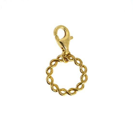 Wholesale 22K Gold Over 925 Sterling Silver Twisted Ring Charm With Clasp