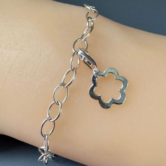 Wholesale 925 Sterling Silver Flower Charm With Clasp