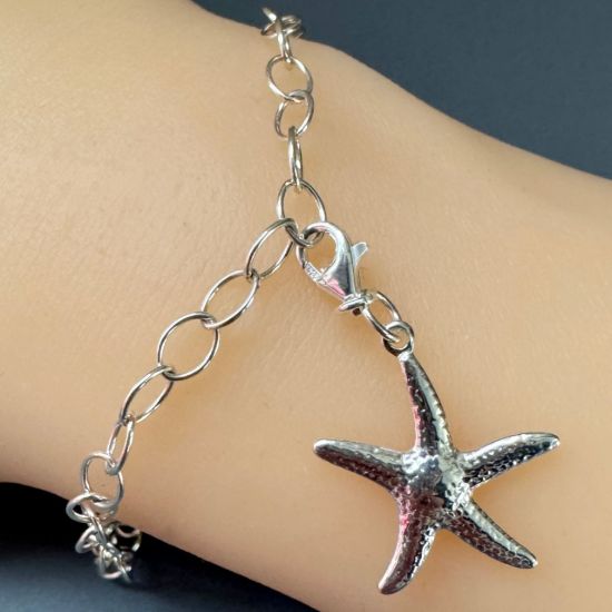 Wholesale 925 Sterling Silver Textured Starfish Charm With Clasp