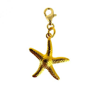 Wholesale Gold Over 925 Sterling Silver Textured Starfish Charm With Clasp