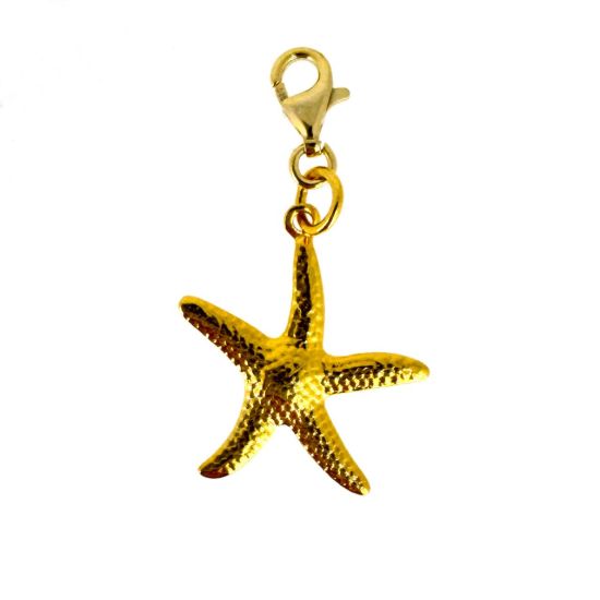 Wholesale Gold Over 925 Sterling Silver Textured Starfish Charm With Clasp