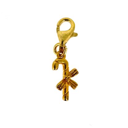 Wholesale 22K Gold Over 925 Sterling Silver Candy Cane Charm With Clasp