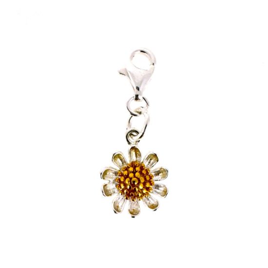 Wholesale Sterling Silver Two-Tone Sunflower Charm With Clasp